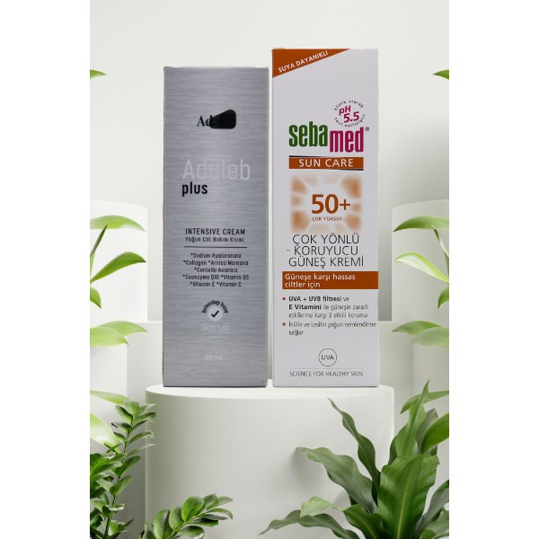 Sebamed Çok Yönlü Koruyucu Güneş Kremi 50 SPF 75 ml Adaleb Plus Sivilce Leke Kırışıklık Karşıtı Krem 50 ml