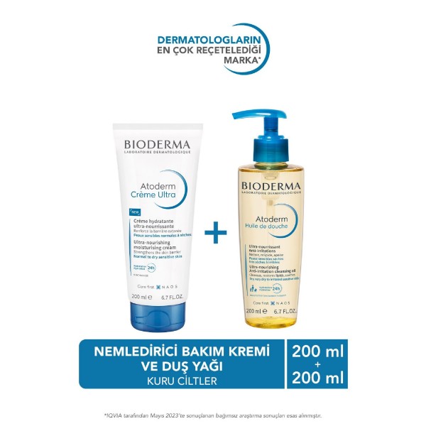 Bioderma Atoderm Cream Ultra 200 Ml & Atoderm Shower Oil 200 Ml