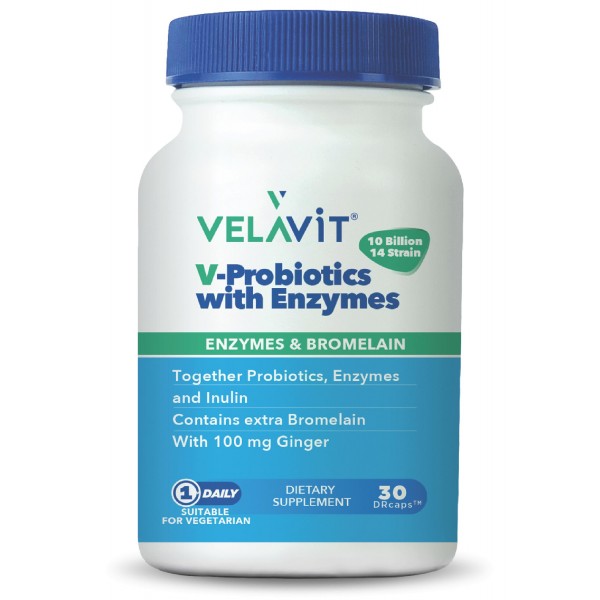 Velavit V-Probiotics With Enzymes 30 Kapsül